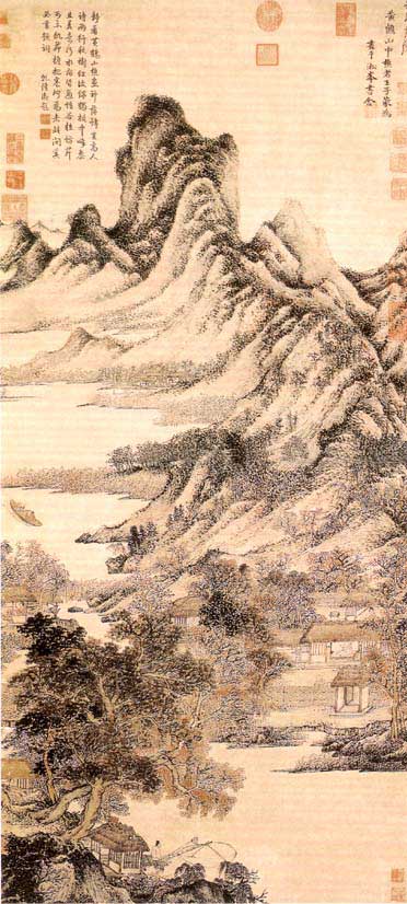 元代书画家王蒙(1308-1385)绘画作品